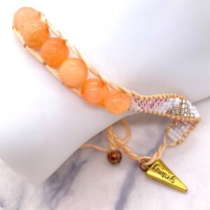 Erimish Adjustable Stone Bead Bracelet Woven Seed Bead Geometric Design